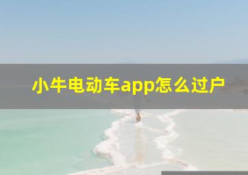 小牛电动车app怎么过户