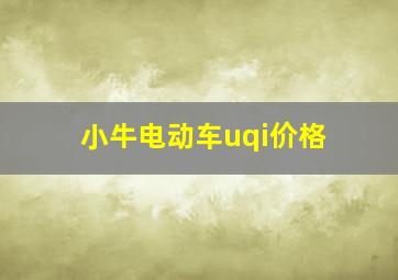 小牛电动车uqi价格