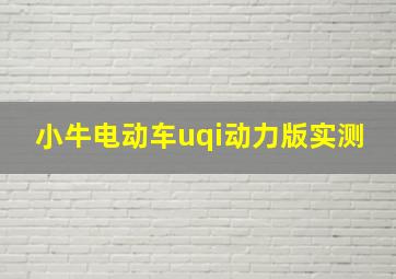 小牛电动车uqi动力版实测