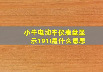 小牛电动车仪表盘显示191!是什么意思