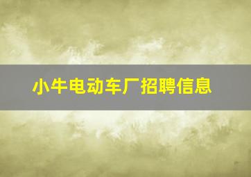 小牛电动车厂招聘信息