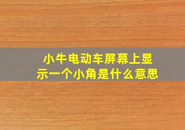 小牛电动车屏幕上显示一个小角是什么意思