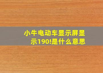 小牛电动车显示屏显示190!是什么意思