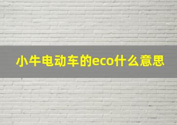 小牛电动车的eco什么意思