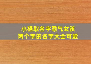 小猫取名字霸气女孩两个字的名字大全可爱