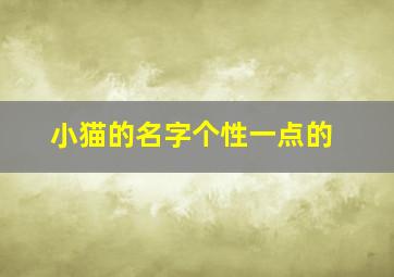 小猫的名字个性一点的