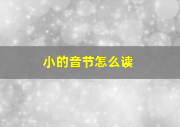 小的音节怎么读