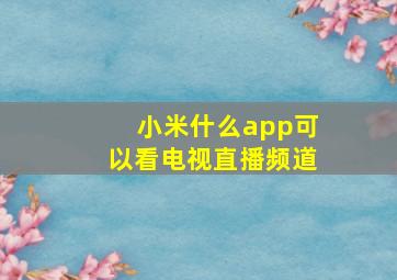 小米什么app可以看电视直播频道