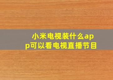 小米电视装什么app可以看电视直播节目