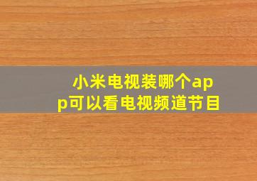 小米电视装哪个app可以看电视频道节目