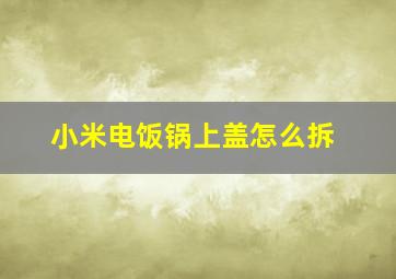 小米电饭锅上盖怎么拆