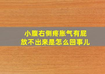 小腹右侧疼胀气有屁放不出来是怎么回事儿