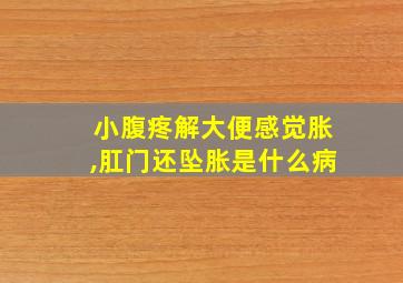 小腹疼解大便感觉胀,肛门还坠胀是什么病