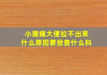 小腹痛大便拉不出来什么原因要捡查什么科