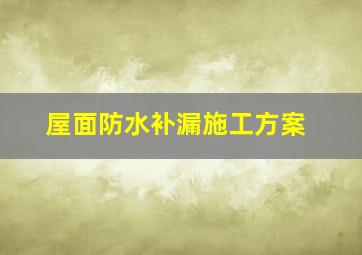 屋面防水补漏施工方案