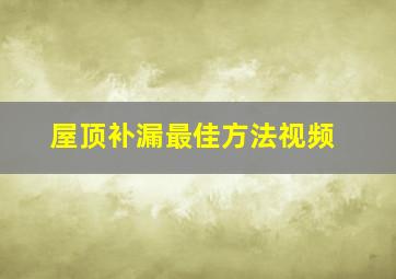 屋顶补漏最佳方法视频