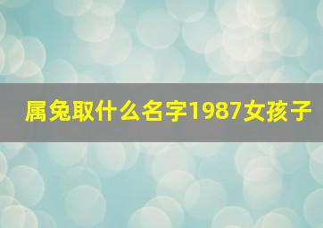 属兔取什么名字1987女孩子