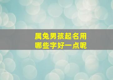 属兔男孩起名用哪些字好一点呢