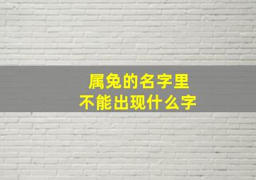 属兔的名字里不能出现什么字