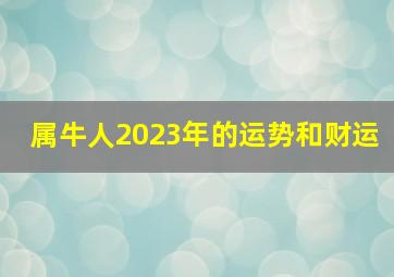 属牛人2023年的运势和财运