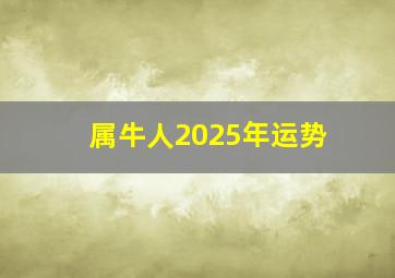 属牛人2025年运势