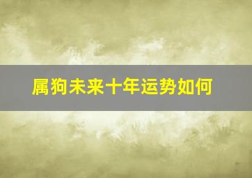 属狗未来十年运势如何