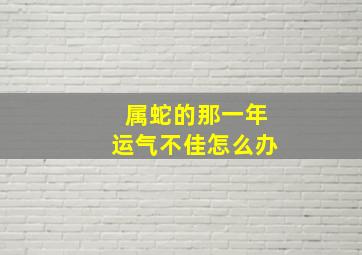 属蛇的那一年运气不佳怎么办