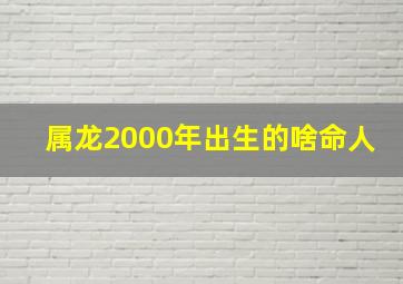 属龙2000年出生的啥命人