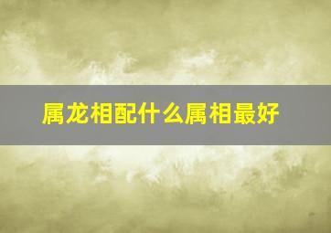 属龙相配什么属相最好