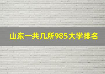 山东一共几所985大学排名