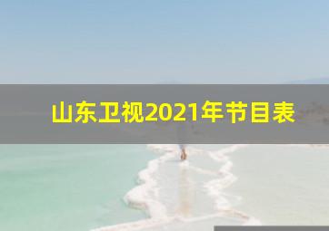 山东卫视2021年节目表