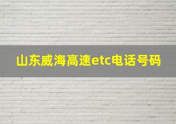 山东威海高速etc电话号码