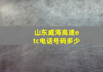 山东威海高速etc电话号码多少