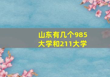 山东有几个985大学和211大学