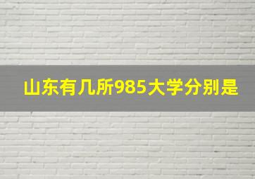 山东有几所985大学分别是