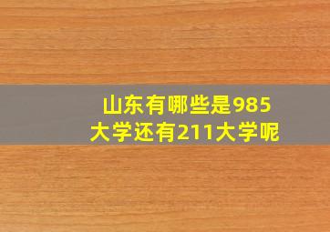 山东有哪些是985大学还有211大学呢