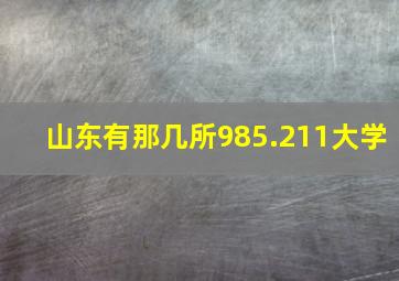 山东有那几所985.211大学