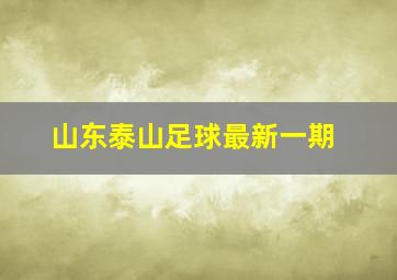 山东泰山足球最新一期