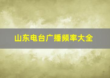 山东电台广播频率大全