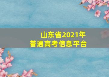 山东省2021年普通高考信息平台