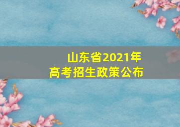 山东省2021年高考招生政策公布