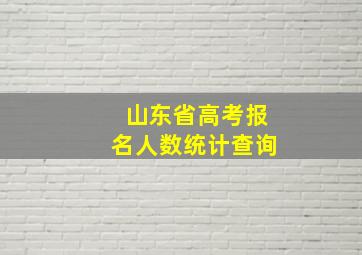 山东省高考报名人数统计查询