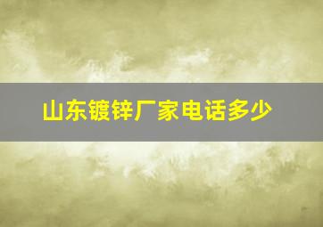 山东镀锌厂家电话多少