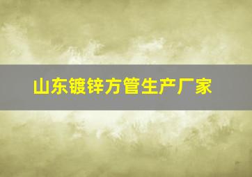 山东镀锌方管生产厂家