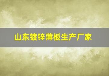 山东镀锌薄板生产厂家