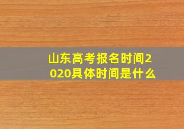 山东高考报名时间2020具体时间是什么