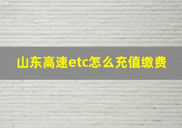 山东高速etc怎么充值缴费