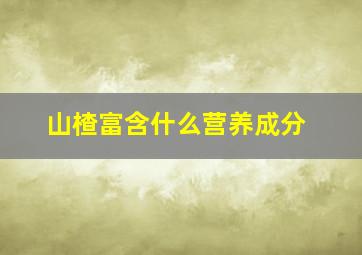 山楂富含什么营养成分