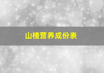 山楂营养成份表