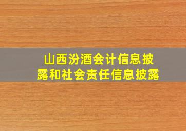 山西汾酒会计信息披露和社会责任信息披露